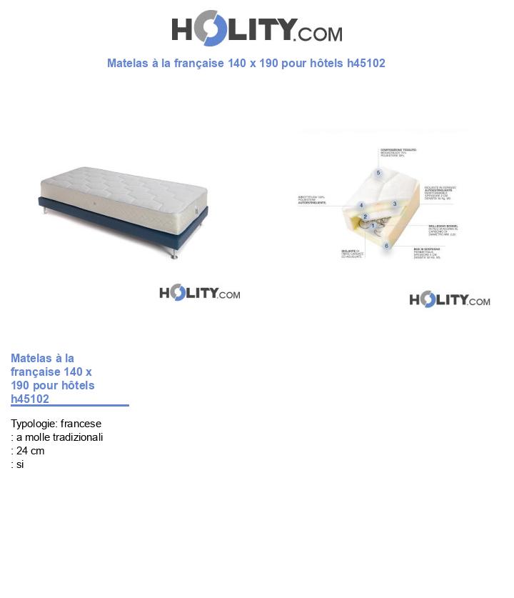 Matelas à la française 140 x 190 pour hôtels h45102