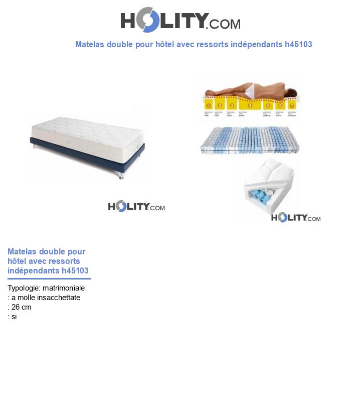 Matelas double pour hôtel avec ressorts indépendants h45103