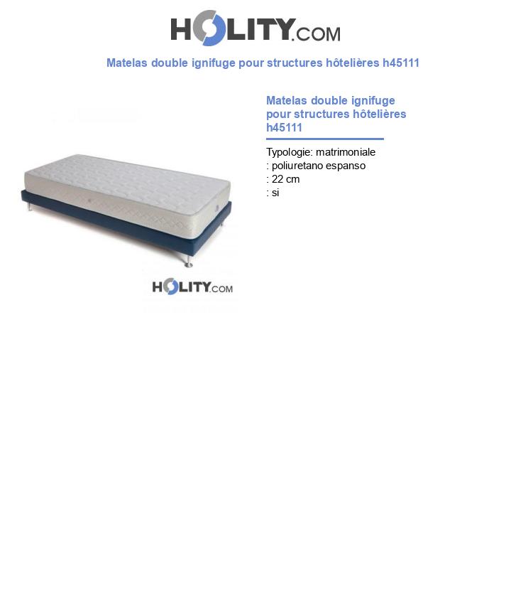 Matelas double ignifuge pour structures hôtelières h45111