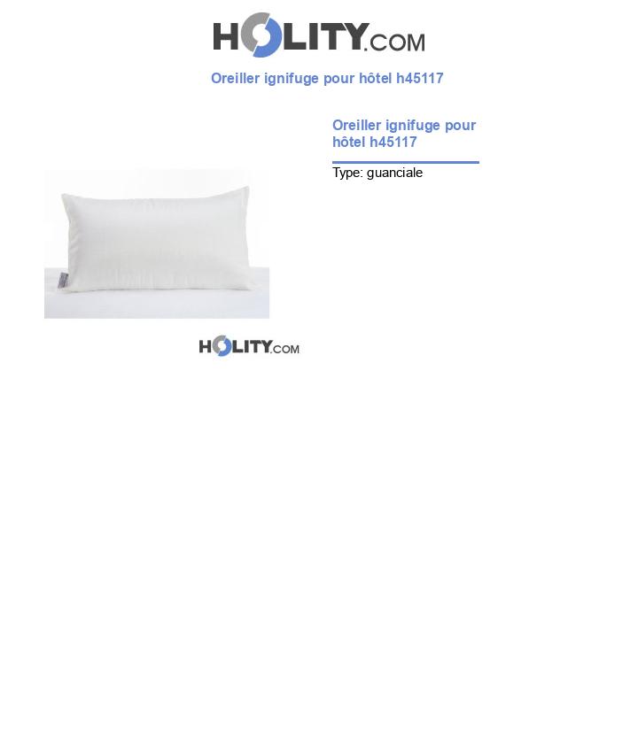 Oreiller ignifuge pour hôtel h45117