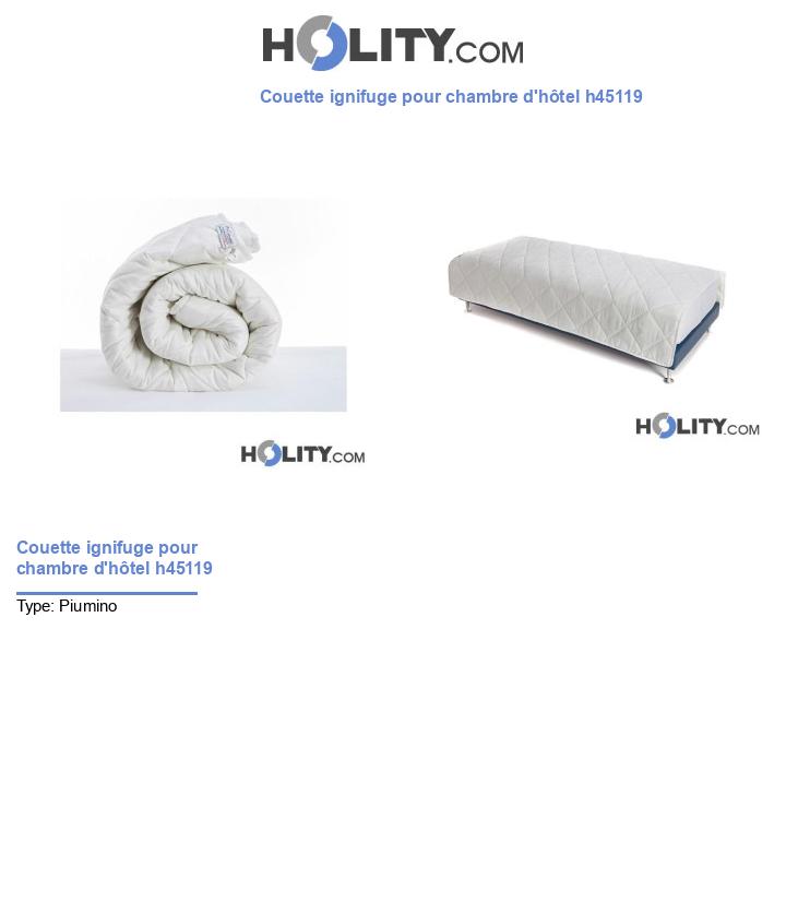 Couette ignifuge pour chambre d'hôtel h45119