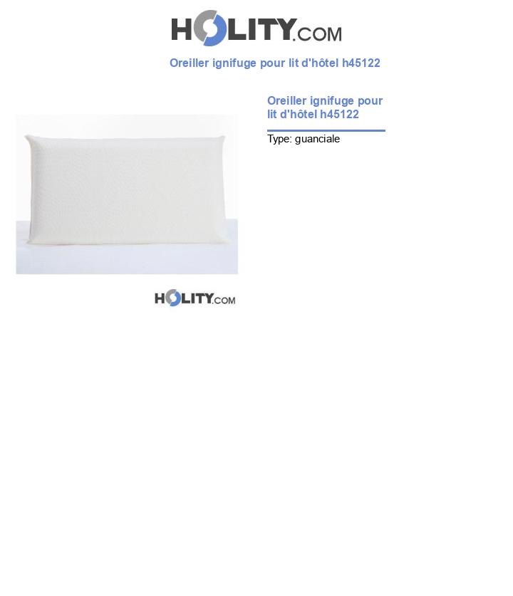 Oreiller ignifuge pour lit d'hôtel h45122