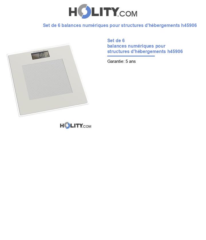 Set de 6 balances numériques pour structures d'hébergements h45906
