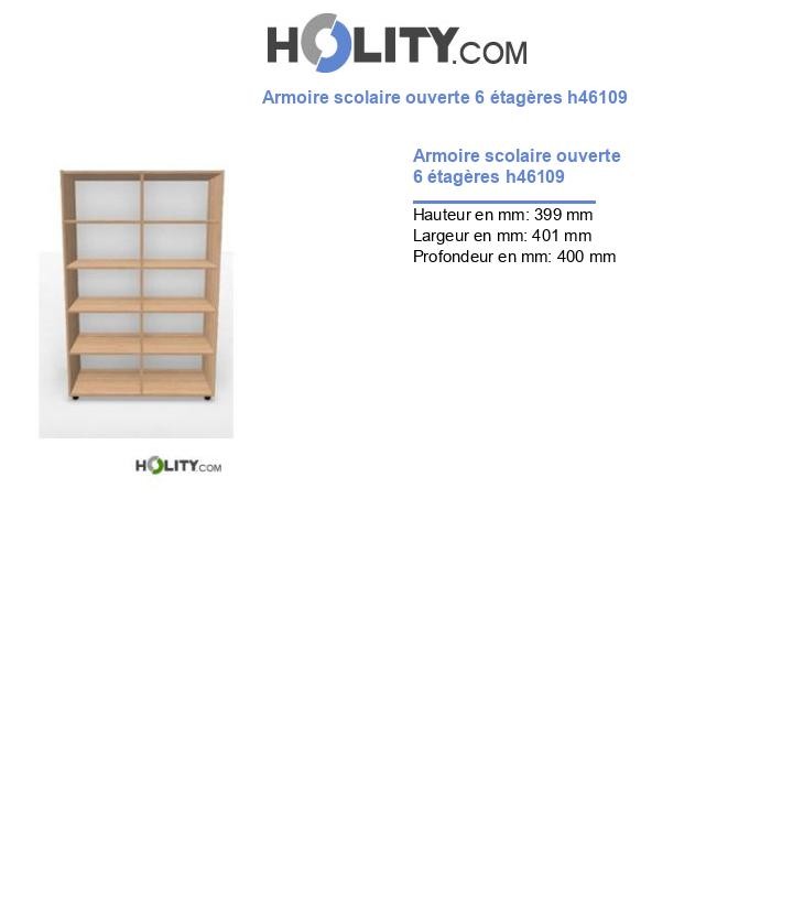Armoire scolaire ouverte 6 étagères h46109