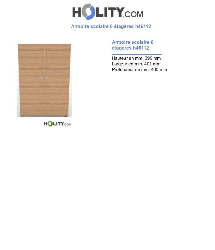 Armoire scolaire 6 étagères h46112