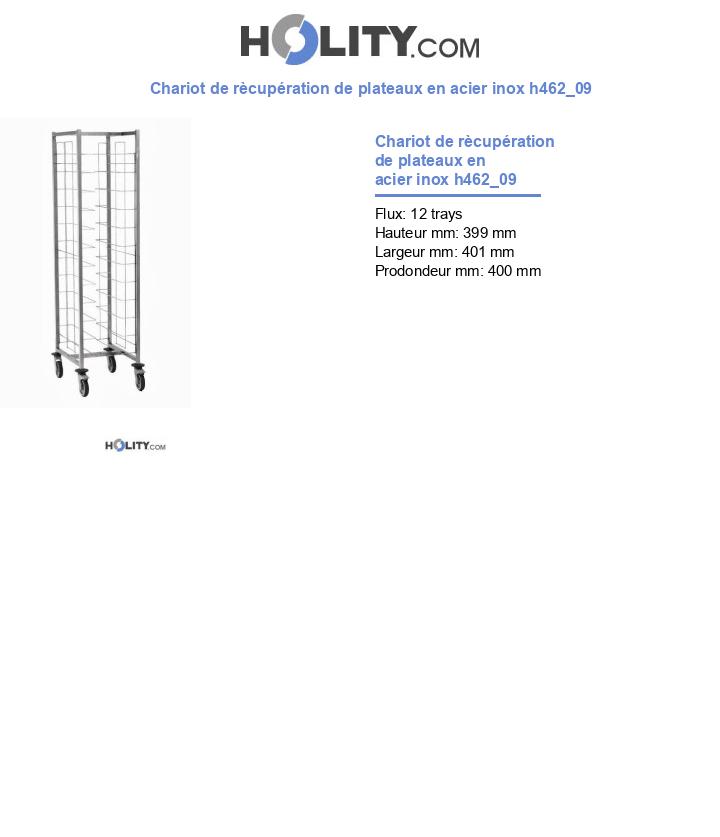 Chariot de rècupération de plateaux en acier inox h462_09