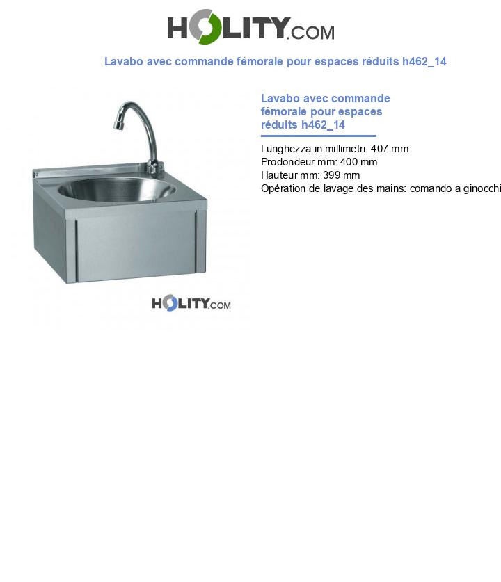 Lavabo avec commande fémorale pour espaces réduits h462_14