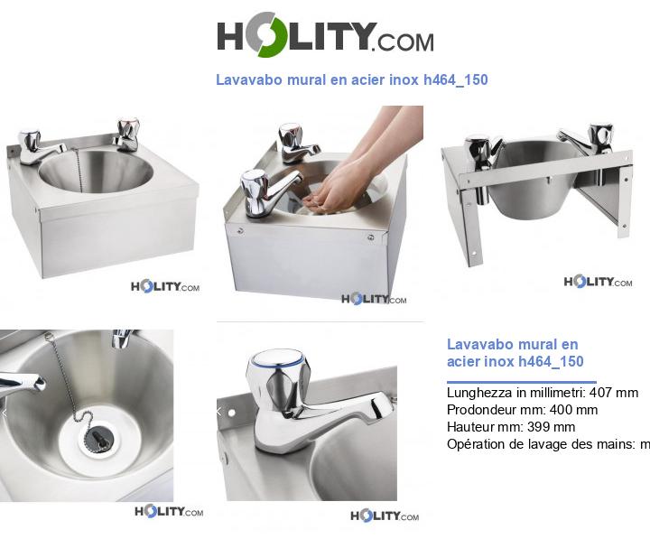 Lavavabo mural en acier inox h464_150