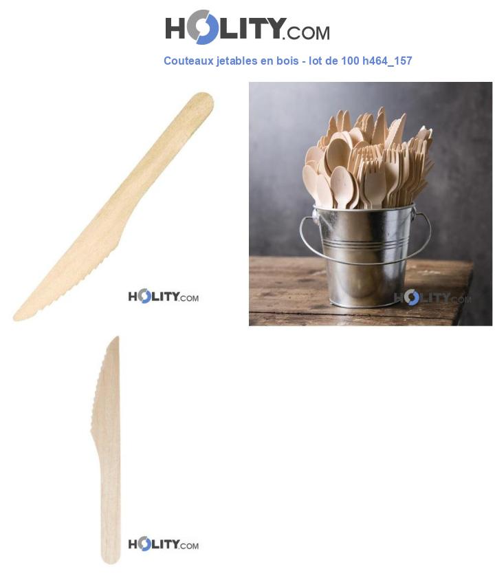 Couteaux jetables en bois - lot de 100 h464_157