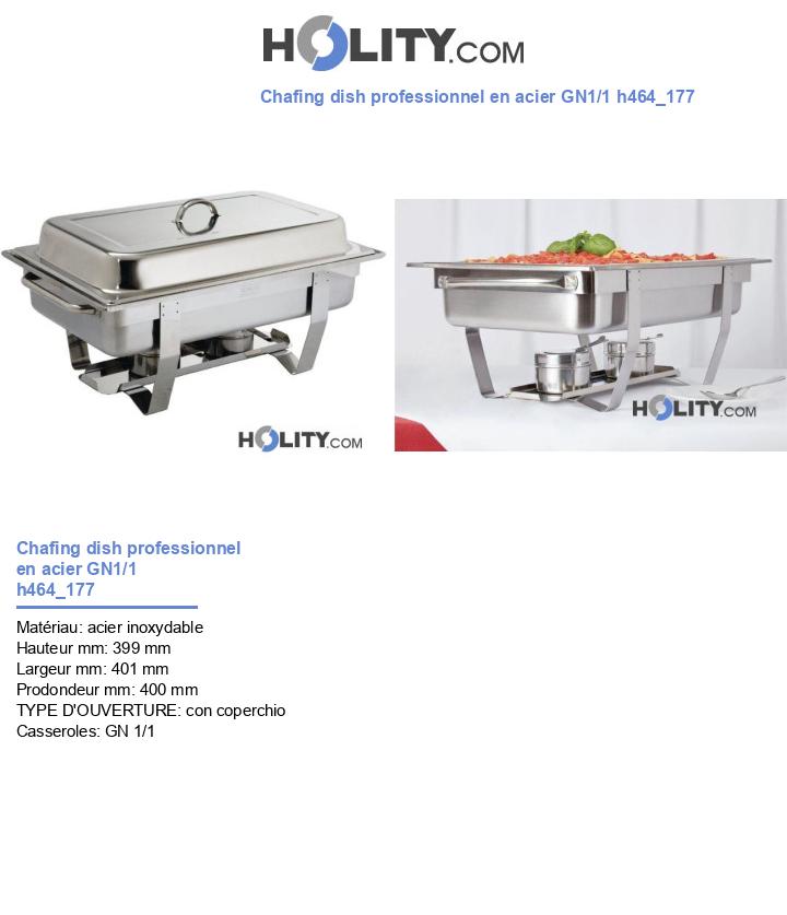 Chafing dish professionnel en acier GN1/1 h464_177