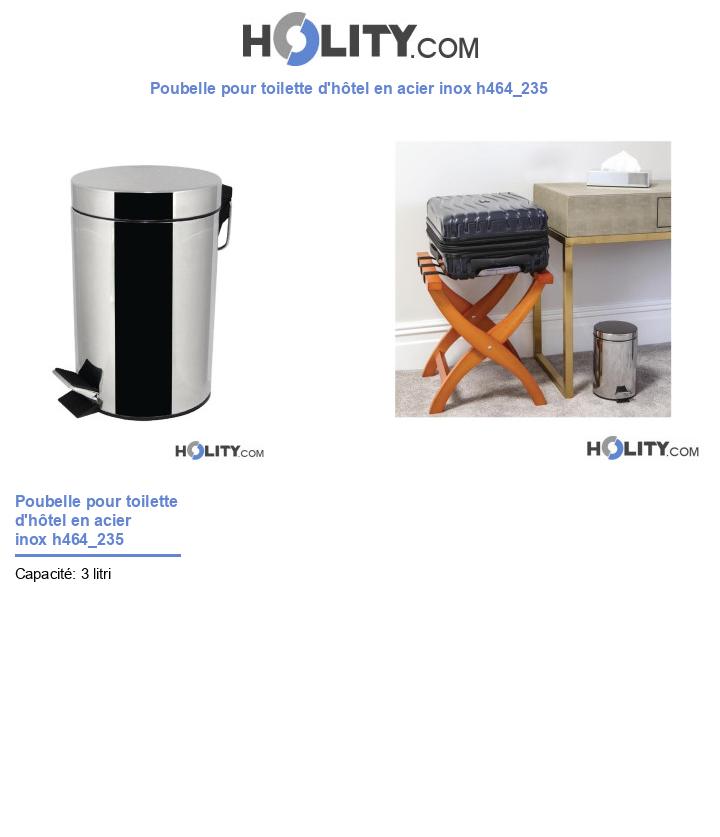 Poubelle pour toilette d'hôtel en acier inox h464_235