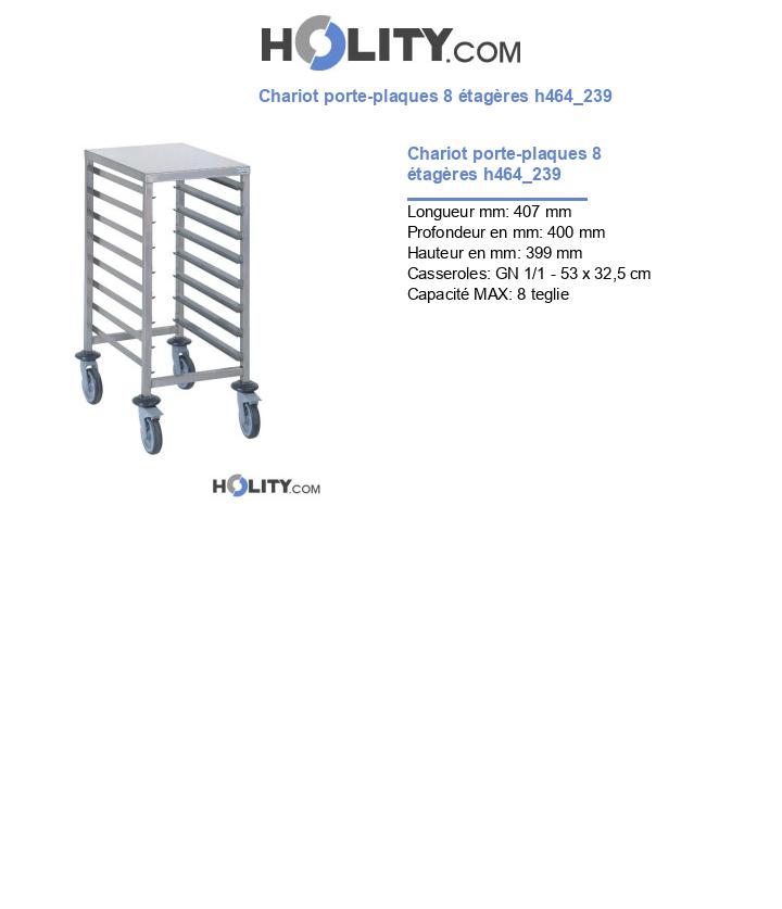Chariot porte-plaques 8 étagères h464_239