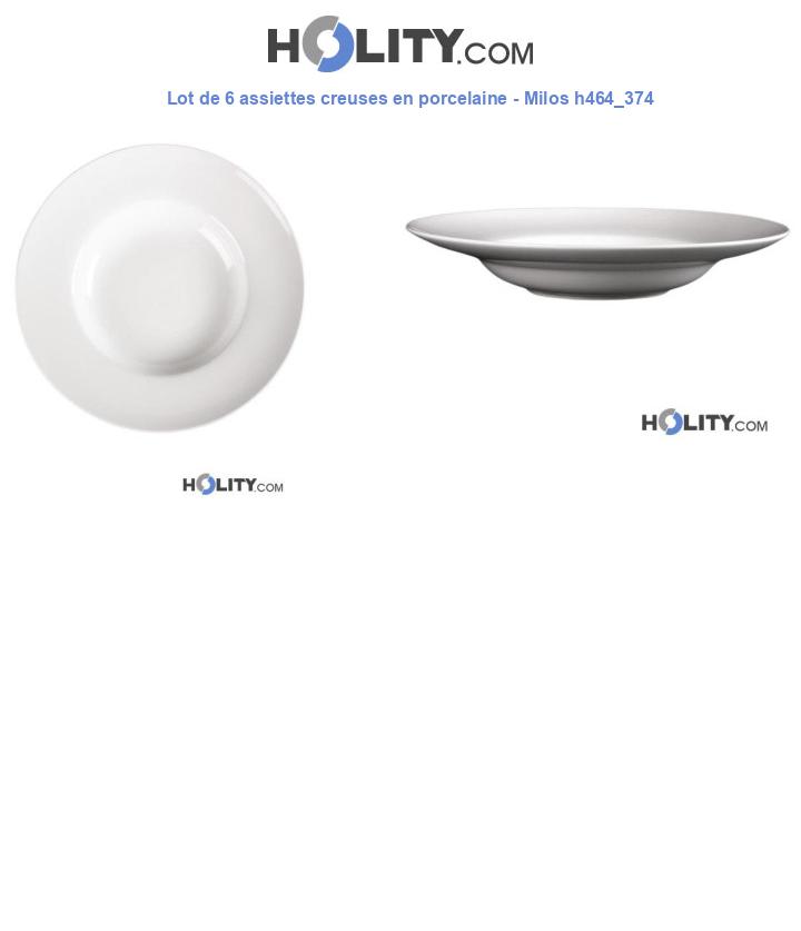 Lot de 6 assiettes creuses en porcelaine - Milos h464_374