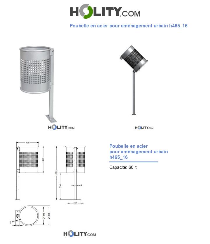 Poubelle en acier pour aménagement urbain h465_16