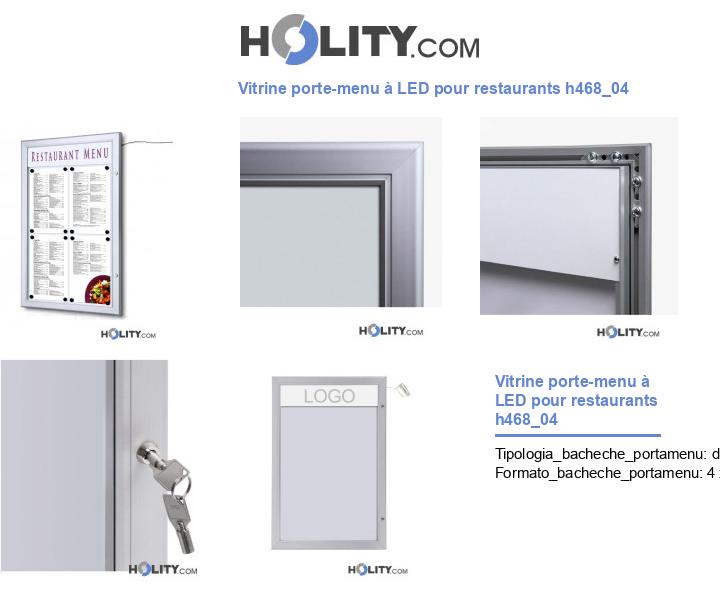 Vitrine porte-menu à LED pour restaurants h468_04
