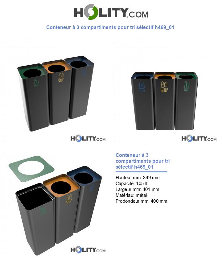 Conteneur à 3 compartiments pour tri sélectif h469_01