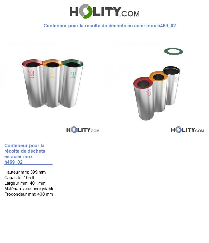 Conteneur pour la récolte de déchets en acier inox h469_02