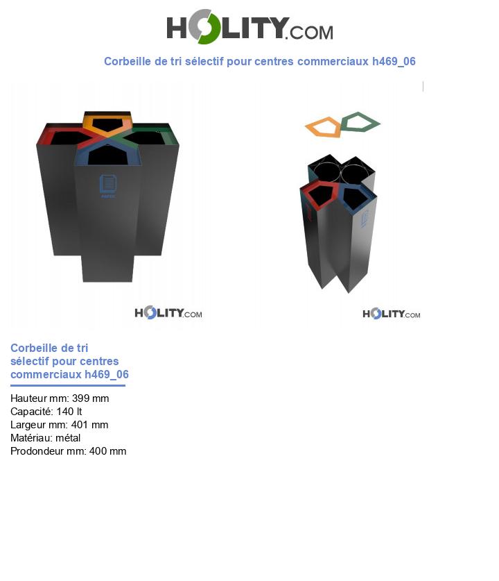 Corbeille de tri sélectif pour centres commerciaux h469_06
