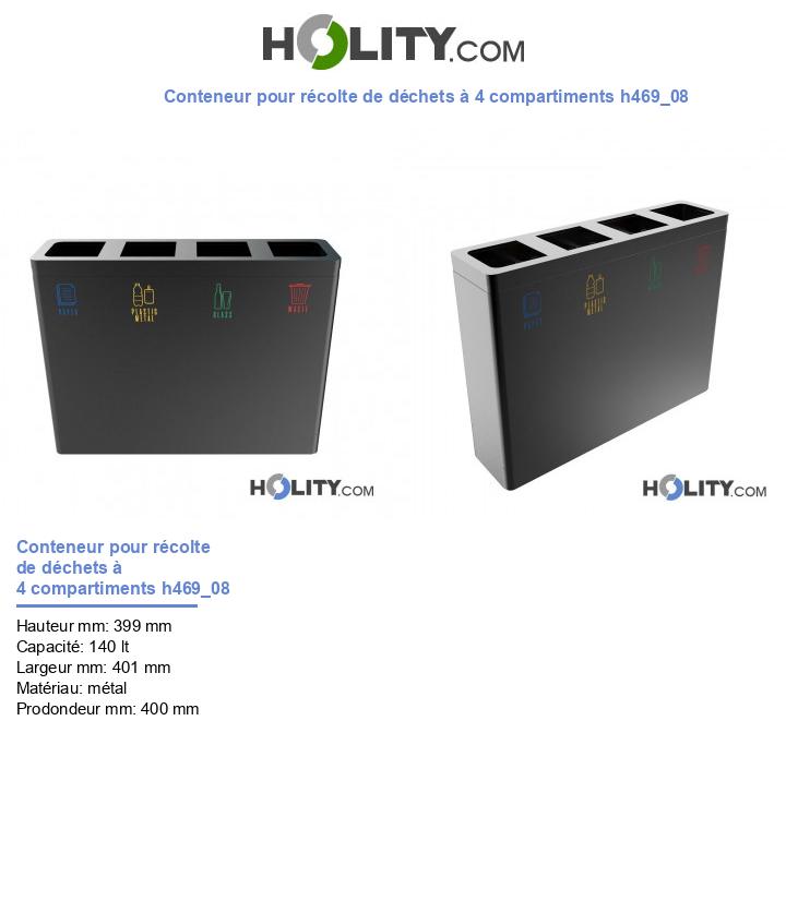Conteneur pour récolte de déchets à 4 compartiments h469_08