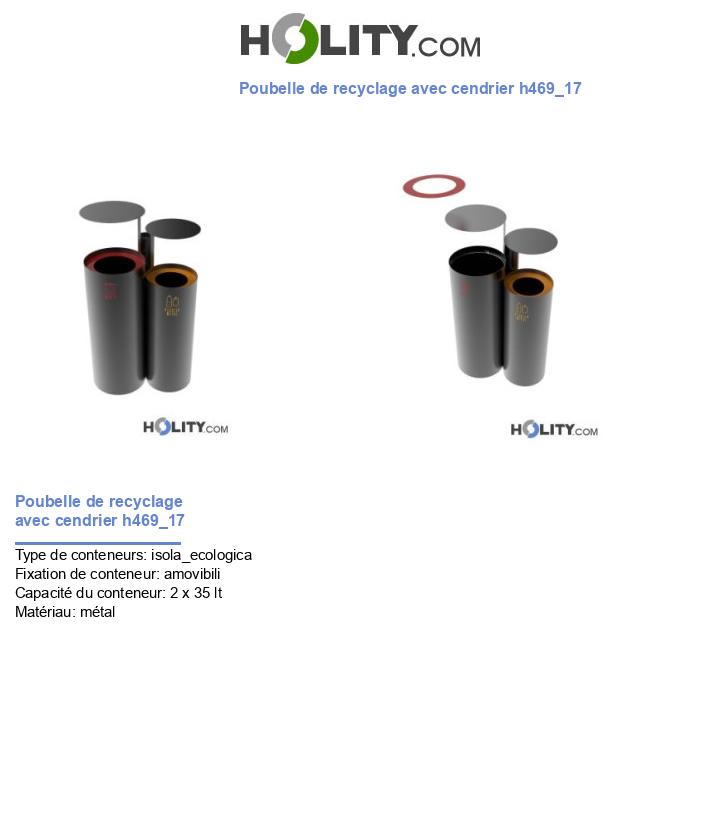 Poubelle de recyclage avec cendrier h469_17