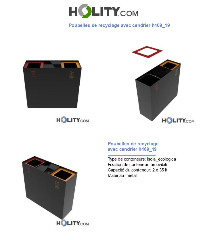 Poubelles de recyclage avec cendrier h469_19