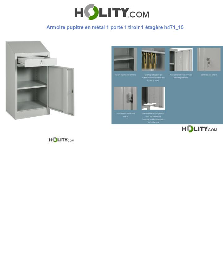 Armoire pupitre en métal 1 porte 1 tiroir 1 étagère h471_15
