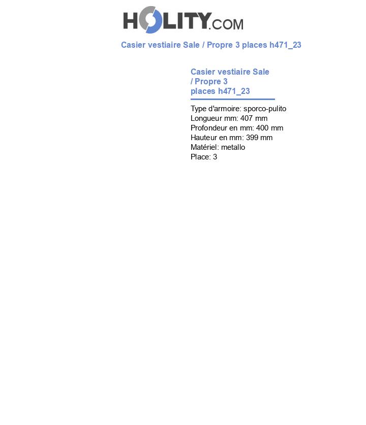 Casier vestiaire Sale / Propre 3 places h471_23