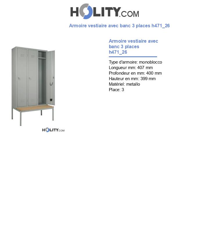 Armoire vestiaire avec banc 3 places h471_26