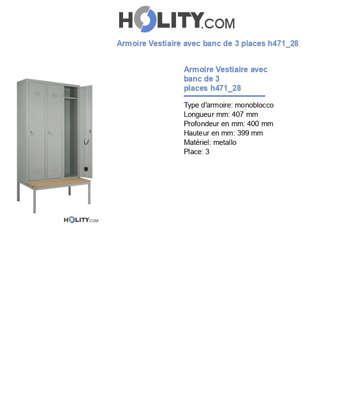 Armoire Vestiaire avec banc de 3 places h471_28