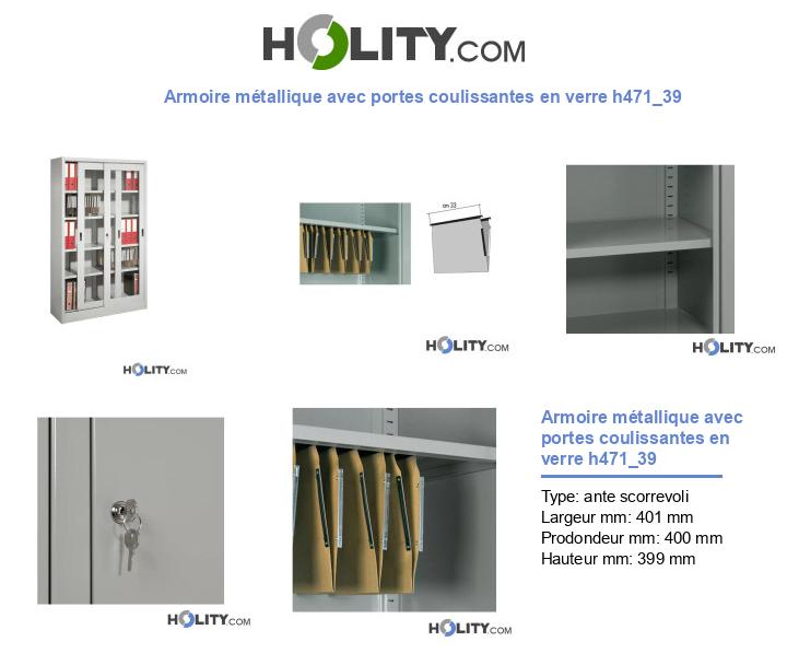 Armoire métallique avec portes coulissantes en verre h471_39