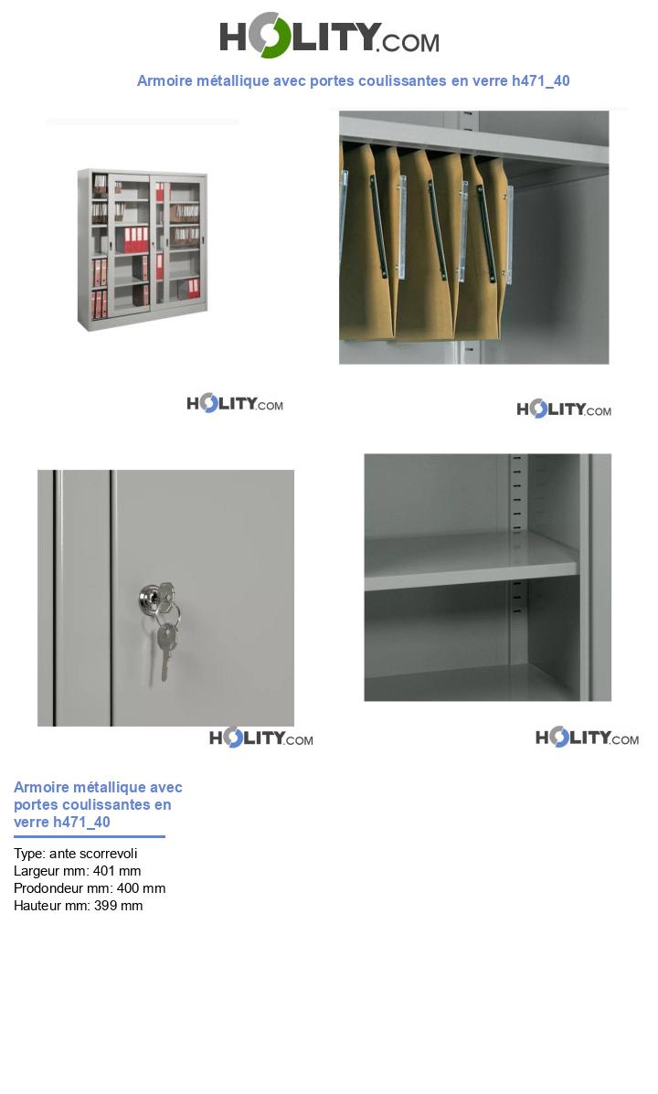 Armoire métallique avec portes coulissantes en verre h471_40