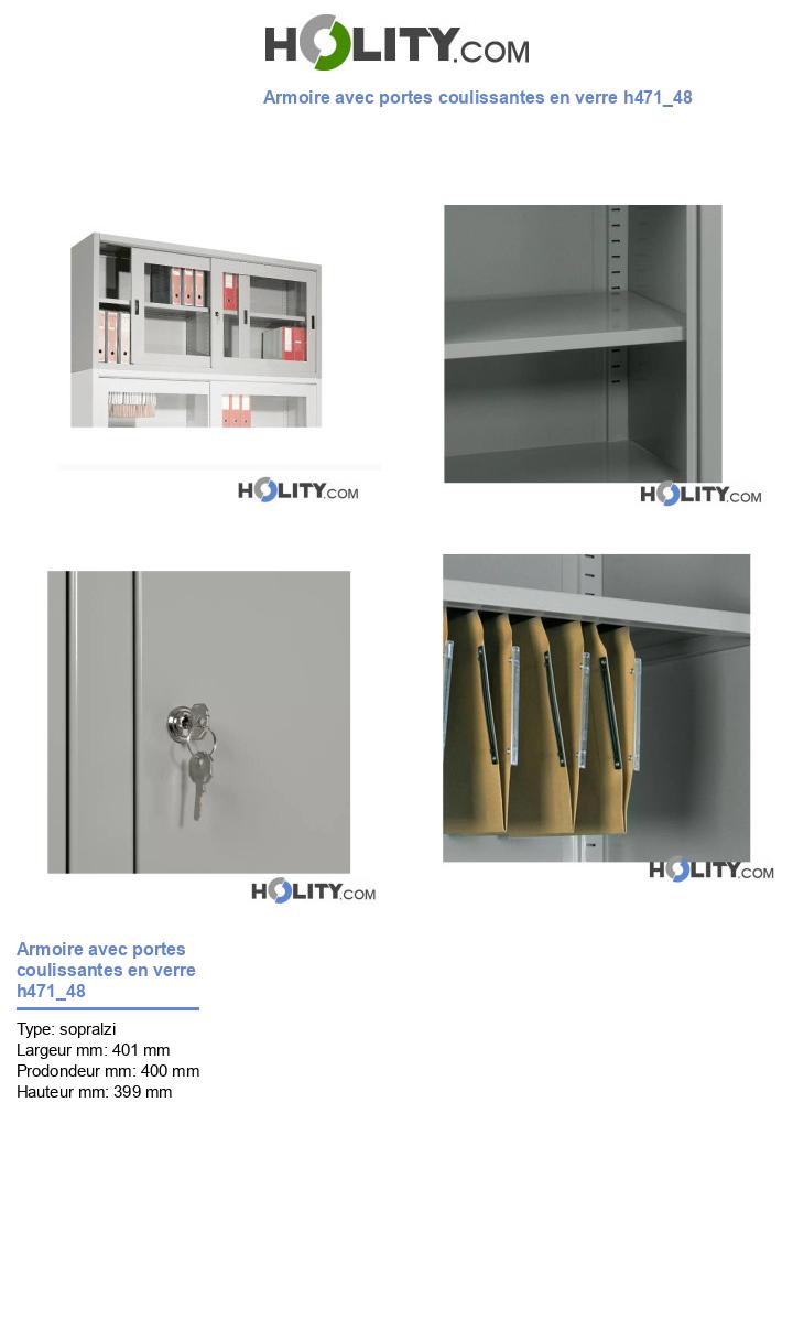 Armoire avec portes coulissantes en verre h471_48