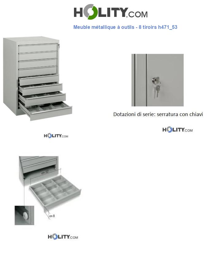 Meuble métallique à outils - 8 tiroirs h471_53