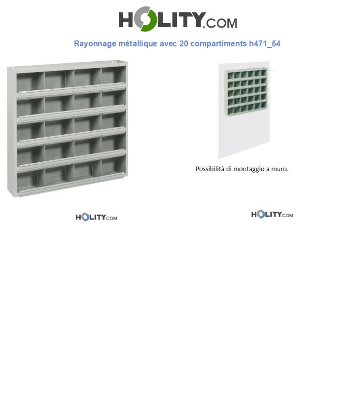 Rayonnage métallique avec 20 compartiments h471_54