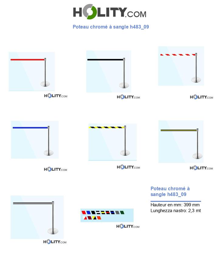 Poteau chromé à sangle h483_09