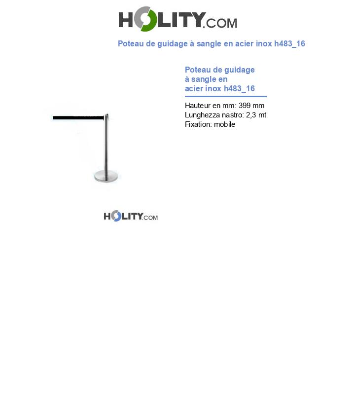 Poteau de guidage à sangle en acier inox h483_16