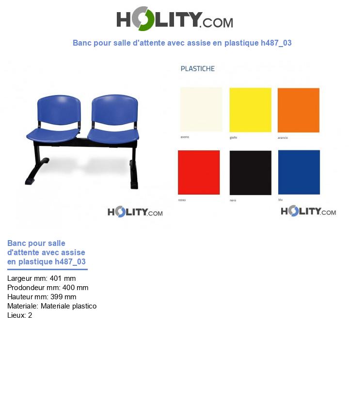 Banc pour salle d'attente avec assise en plastique h487_03