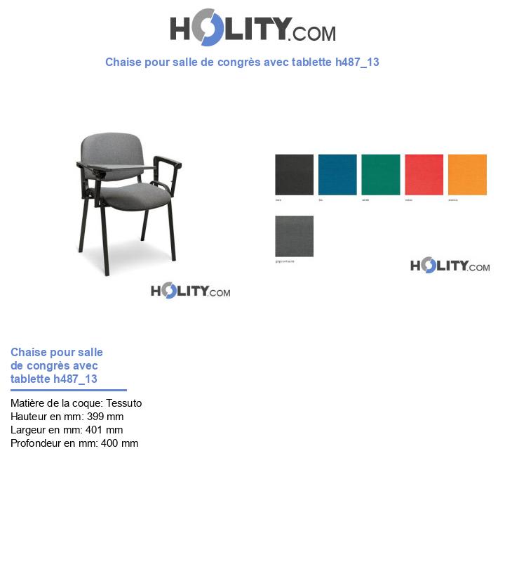 Chaise pour salle de congrès avec tablette h487_13