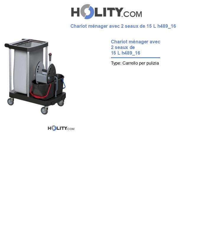 Chariot ménager avec 2 seaux de 15 L h489_16