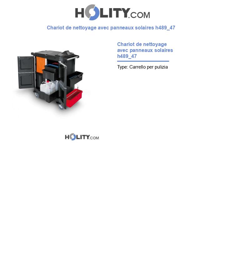 Chariot de nettoyage avec panneaux solaires h489_47