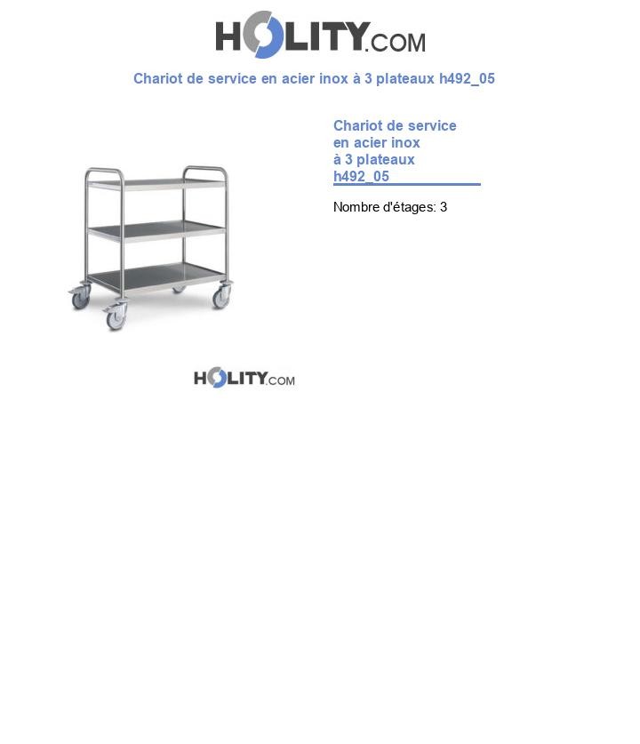 Chariot de service en acier inox à 3 plateaux h492_05