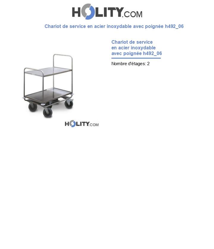 Chariot de service en acier inoxydable avec poignée h492_06