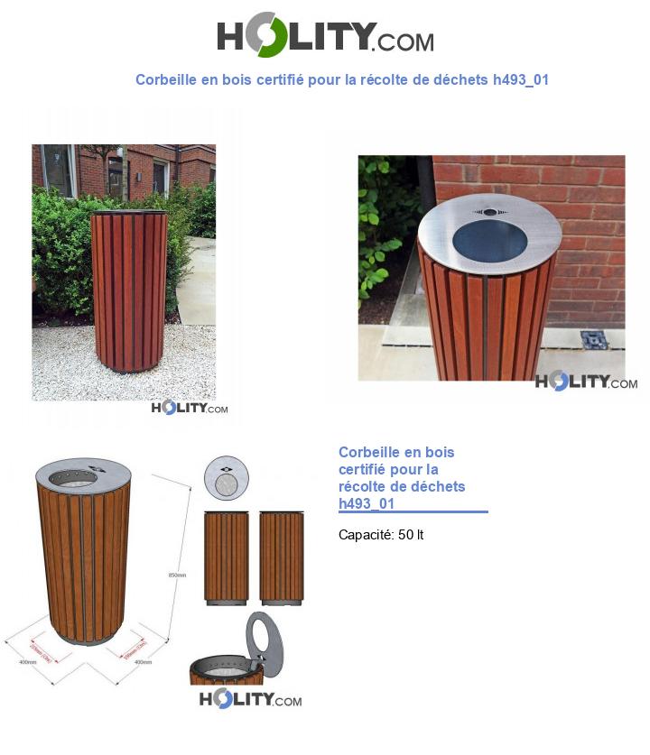 Corbeille en bois certifié pour la récolte de déchets h493_01