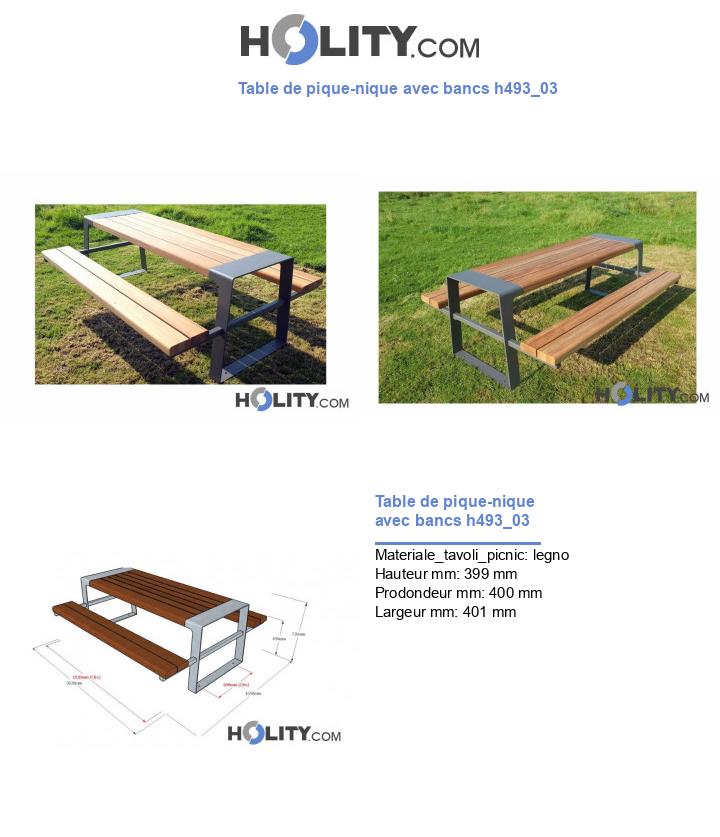 Table de pique-nique avec bancs h493_03