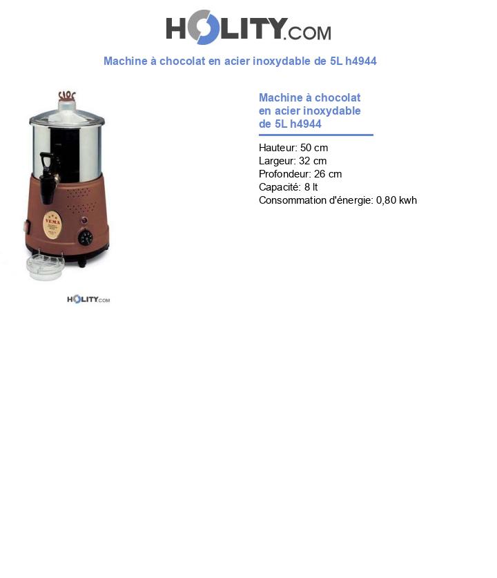 Machine à chocolat en acier inoxydable de 5L h4944