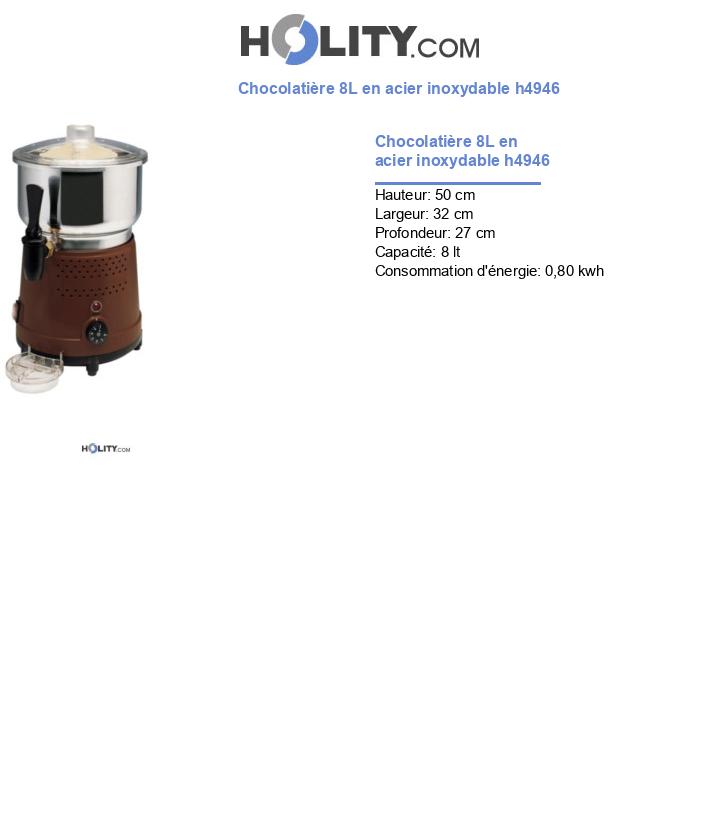 Chocolatière 8L en acier inoxydable h4946