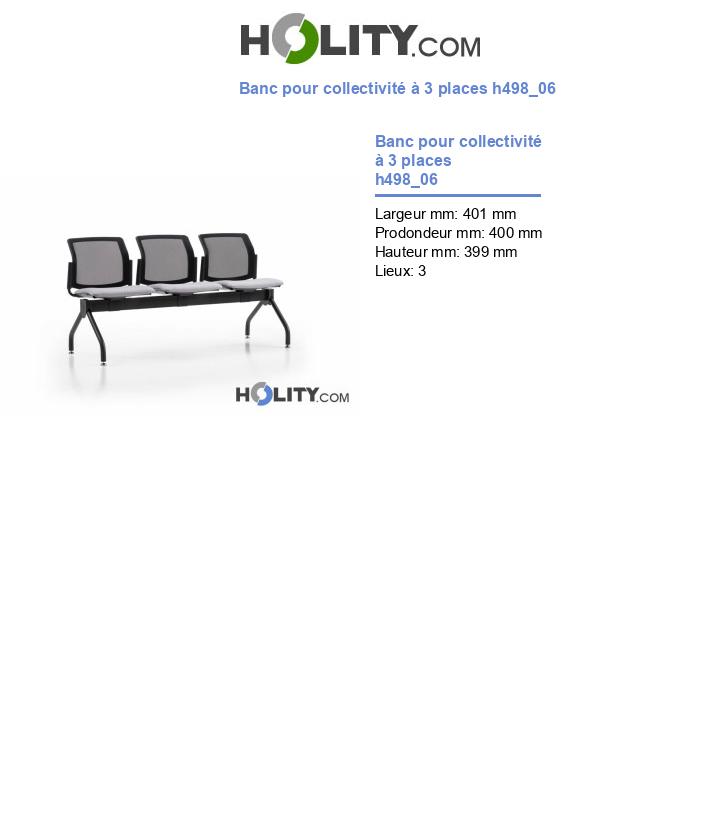 Banc pour collectivité à 3 places h498_06