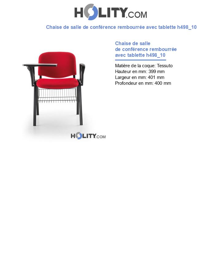 Chaise de salle de conférence rembourrée avec tablette h498_10