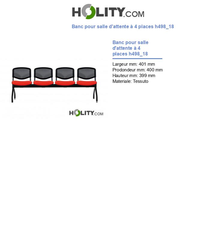 Banc pour salle d'attente à 4 places h498_18