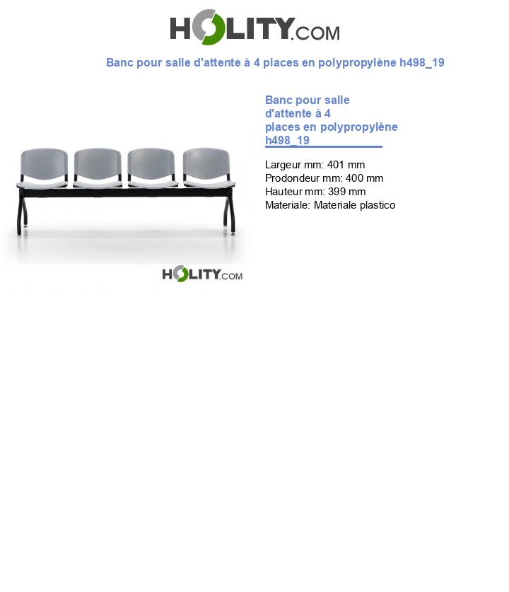 Banc pour salle d'attente à 4 places en polypropylène h498_19